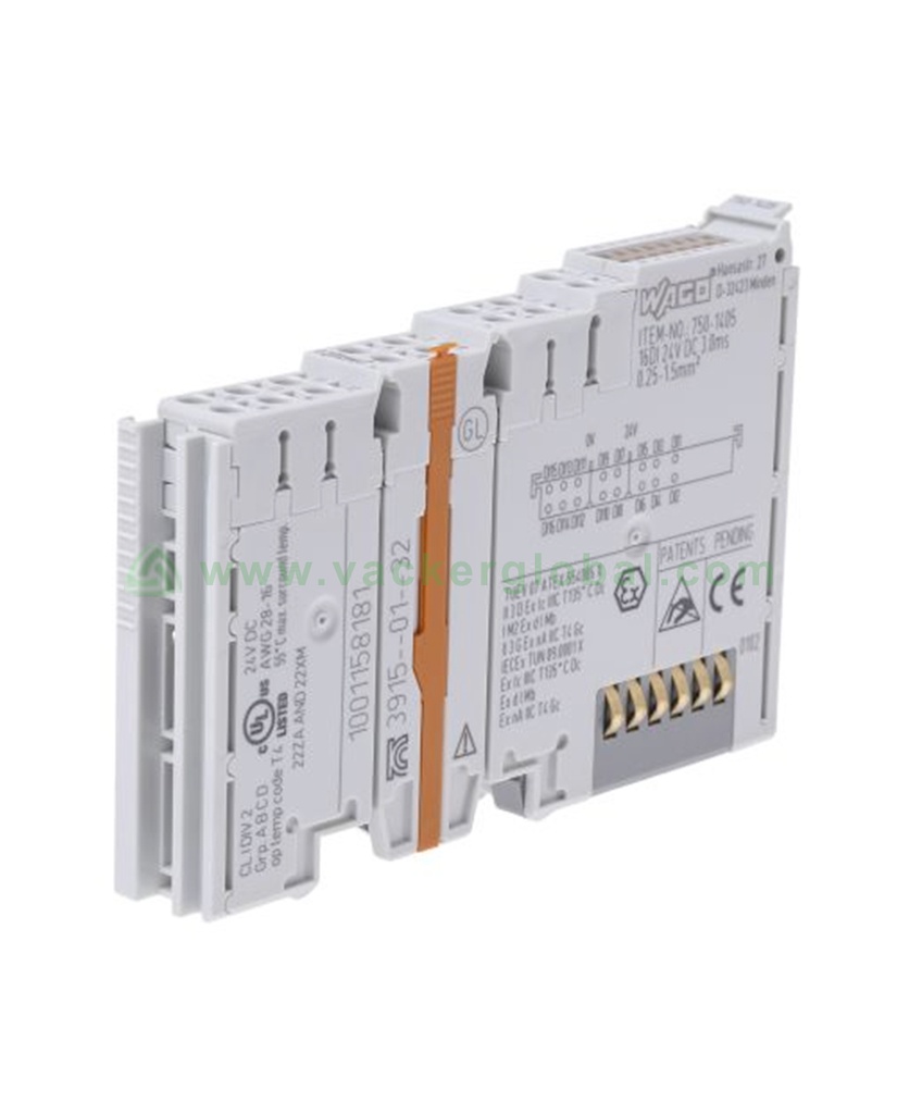 16-channel digital input; 24 VDC; 3 ms; light gray 750-1405