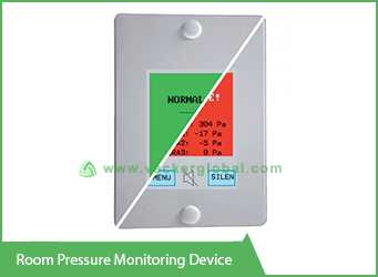 Differential, Positive &amp; Negative Room Pressure Sensor Monitoring System with a sound alert for upto 4 isolation rooms (a combination of 1 Display &amp; 4 sensors)